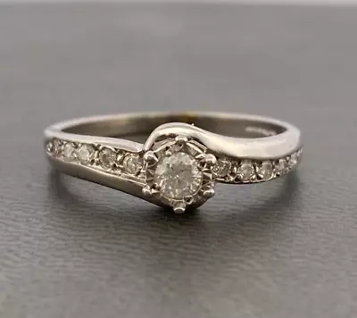 $323.12 • Buy 9ct White Gold 0.25ct Diamond Solitaire Ring Size P Hallmarked