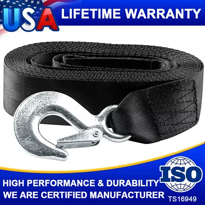 Hand Winch Belt Rope Hook Synthetic Strap For Car Boat Trailer 10000 LBS 6m*50mm • $18.65
