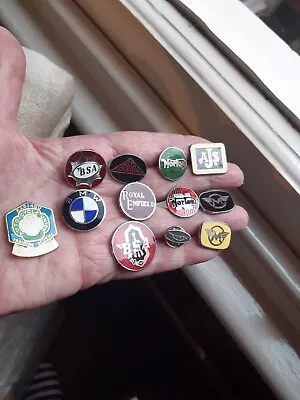 £18 • Buy 12 Vintage ENAMEL MOTORCYCLE Badges BSA Norton AJS Cotton Triumph Royal Enfield