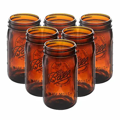 $40.99 • Buy Ball Collection Elite Quart Wide Mouth Amber Canning Jar, Bulk, 6 Jars (No Lids 