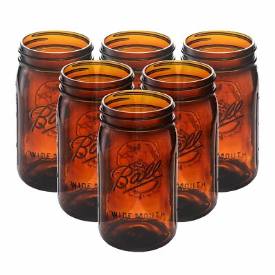 $40.99 • Buy Ball Collection Elite Quart Wide Mouth Amber Canning Jar, Bulk, 6 Jars (No Lids 