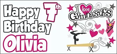 Gymnastics 7th Birthday Banner X2 Party Decoration Girls Daughter ANY NAME • £6.95