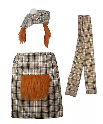 Adults Tartan Kilt Sash & Tam Hat Burns Night Scotsman Fancy Dress Costume • £22.95