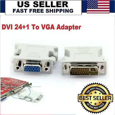 DVI-D Male 24+1 Male To VGA Female Adapter White Socket Converter For PC Monitor • $4.50