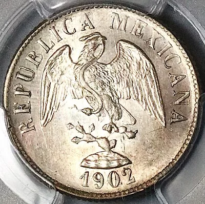 1902-Cn PCGS MS 63 Mexico 20 Centavos Culiacan Silver Coin 98k Minted (23050101C • $249