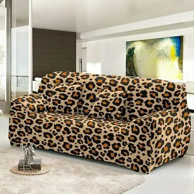 $33.99 • Buy Leopard Print Stretch 1/2/3/4 Seats Sofa Cover Non-slip Slipcovers Living Room