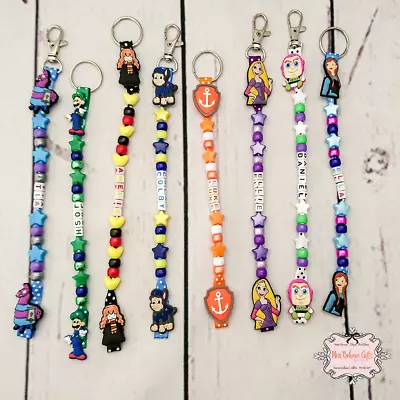 Character Personalised Keyring Or Bag Zip Clip Mickey Mouse & More • £3.25