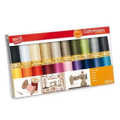 20 X Gutermann Assorted Colours Cotton C No 50 Thread Reels Haberdashery Sewing • £41.24