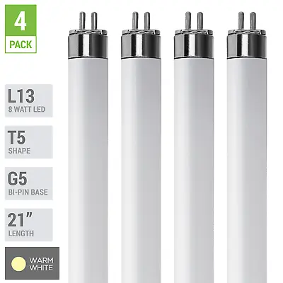 4 Pack LED Tube L13 F13T5/30K 21  INCH 8W 13W G5 Mini 2Pin Base 3000K Warm White • $23.95