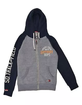 SUPERDRY Mens Athletic Dept Graphic Zip Hoodie Sweater Medium Navy Blue BC28 • $24.46