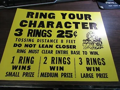 Vintage - Ring Your Character - Buzzy's Bazzar - Wilkes-barre Pa - Carnival Sign • $6.49