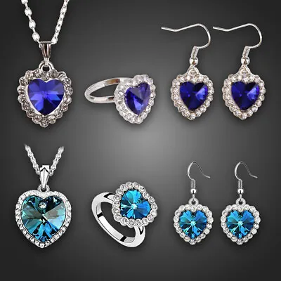£3 • Buy New Titanic Heart Of Ocean Crystal Rhinestone Necklace Ring Earrings Set *Z