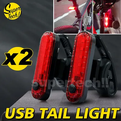 2pcs Bicycle Rear Tail Light Cycling 7Modes USB Rechargeable LED Bike Front Lamp • $9.96