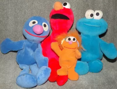 Sesame Street Muppet Plush Doll LOT OF 4 Elmo Grover Cookie Monster Zoe • $12.99