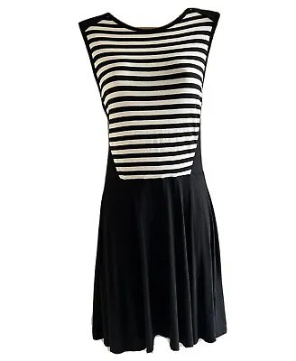 Ladies Sailor Dress Breton Striped Skater Style Women UK 10 • £19.50