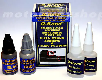 Metal Glass Plastic Rubber Wood Repair Kit Glue & Powder Q-Bond Super Strong • £10.99