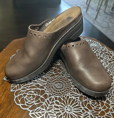 Mephisto Shoes Womens Sz 10 Mule Clogs Brown Leather Split Top Slip On Comfort • $24.95