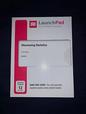 LaunchPad For Discovering Statistics (3rd Edition Larose) 12 Month Access. • $50