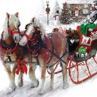 Horses & Sleigh Christmas Greeting Sound Card Plays ' Ding Dong Merrily On High’ • £6.99