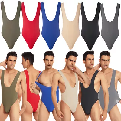 Men's Wrestling Singlet Sports Bodysuit Athletic Leotard Jumpsuit Gym Underwear • $20.34