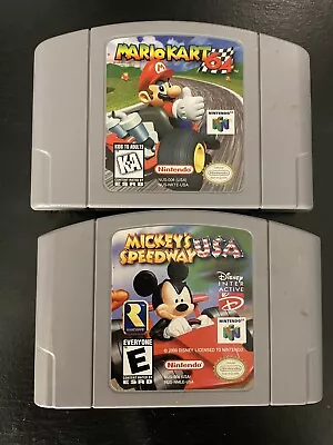 Nintendo 64 Game Lot Mario Kart 64 & Mickey’s Speedway USA Both Games Tested • $32