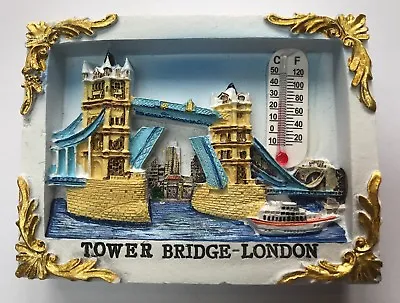 London Tower Bridge With Thermometer 3D Ceramic Fridge Magnet Souvenir Gift • £4.99