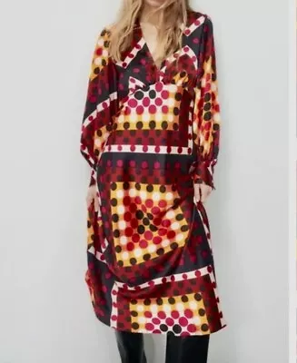NWT Zara Retro 70s Vibe Polka Dotted Dress Size XL • $49.99