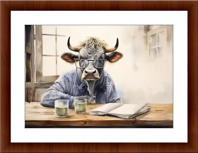 Cow Funny Pics Digital Art  A4 Print Posters Pictures Home Decor Gifts Wall Art • £4.99