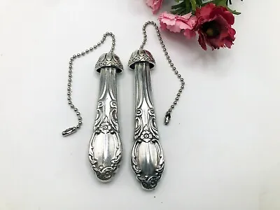Ceiling Fan Light Chain Pull Silverplate Vintage Hand Crafted Upcycled Flatware • $36.98