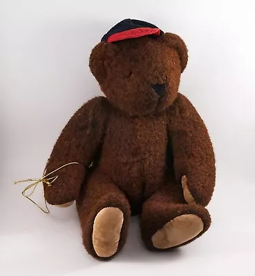 The Vermont Teddy Bear Company Plush Bear 16” Jointed Stuffed Teddy Cap Vintage • $11.99