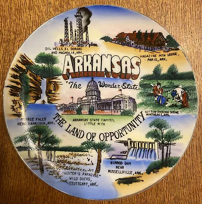 Vintage Souvenir Collector Arkansas State Plate  8 Inch  Made In Japan. • $7