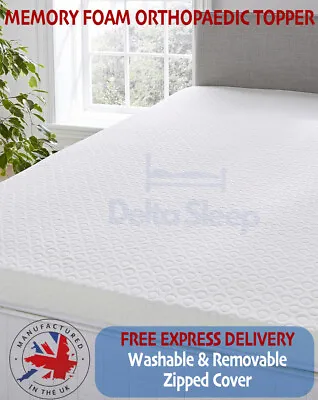 Memory Foam Mattress Topper Orthopaedic Protector Single Double Kingsize  • £63.99