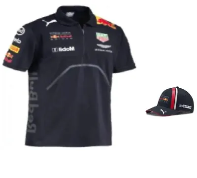 Aston MartIn Polo  T-shirt Thin Breathable  And Hat Red Bull F1 Black • $54