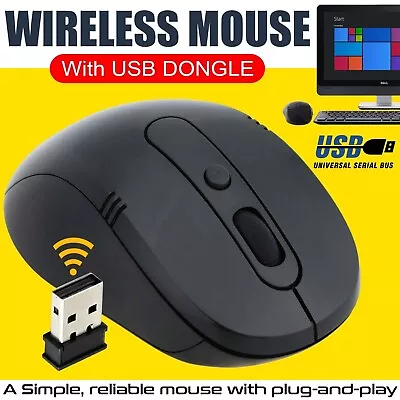 £3.30 • Buy 2.4GHz Wireless Cordless Mouse Mice Optical Scroll For Laptop PC Computer + USB