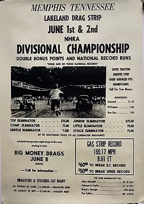 VRHTF VTG STYLE LAKELAND DRAG STRIP NHRA DIVISIONAL CHAMPIONSHIP 11 X 17  POSTER • $59.99