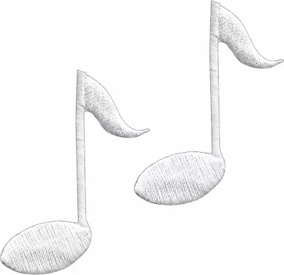 Patch 2 Pack - Music Notes White Eighth 1/8 Quaver Sheet 1.75  Iron On #51149  • $3.99