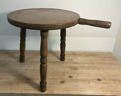 Vintage Wooden Milking Stool 3-Legged With Handle 11  Tall • $9.50