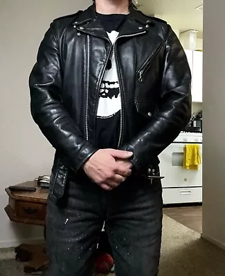 Vintage 1980’s Schott Perfecto Leather Motorcycle Jacket Greaser Punk Rocker NYC • $349.60