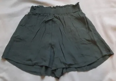 Hollister Shorts Women's Size Small Ultra High Rise Paper Bag Linen Army Green • £18.04