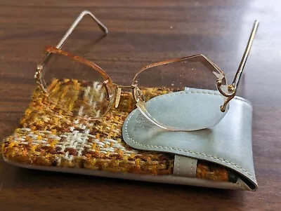 Vintage LUXOTTICA Mt. Olympus Retro Rimless Glasses In Cloth Case. Very Good! • $40