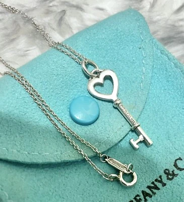 £154.78 • Buy Tiffany & Co. Mini Heart Key Pendant Sterling Silver 925 Necklace 16”