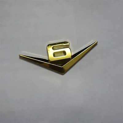 1x Golden V6 Chrome Metal Decal Sticker Emblem Badge Engine 3D Twin Turbocharged • $7.98