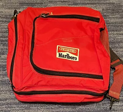 Vintage Marlboro Red Convertible Backpack/Duffle Bag Hide Straps Unlimited 90s • $29.99