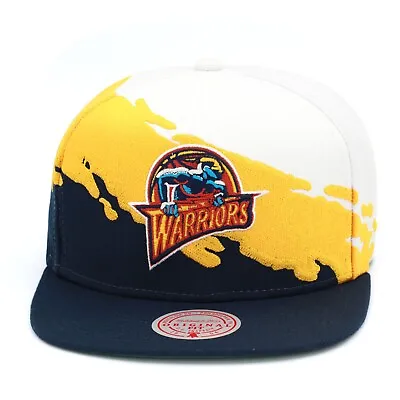Mitchell & Ness Golden State Warriors Paintbrush Snapback Hat Cap Navy/Yellow • $35.90