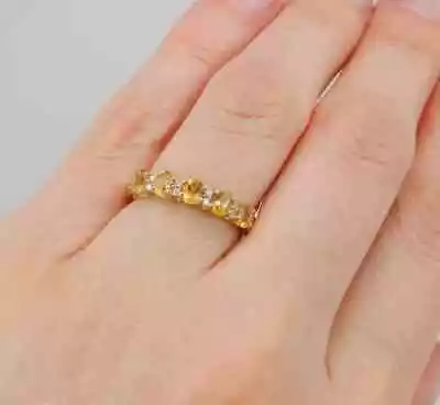 Lab Created Citrine 2Ct Oval Cut Women Eternity Band Ring 14K Yellow Gold Plated • $138.05