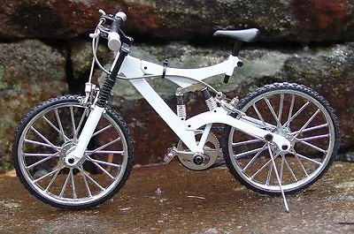 Miniature White Mt Bicycle W/Shocks 1/10 Scale  • $15