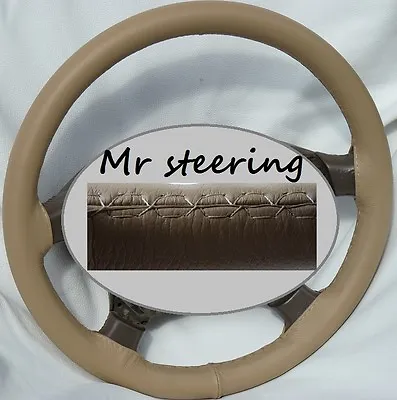 Fits Mercedes C Class W203 Real Beige Leather Steering Wheel Cover Top Quality • $31.90