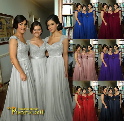 Long Chiffon Evening Wedding Party Ball Gown Formal Bridesmaid Prom Dresses • £42.90