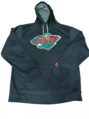 Adidas NHL Minnesota MN WILD PULLOVER HOODIE Men’s M Black Sweatshirt • $12.99