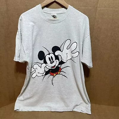 Vintage Mickey Mouse Graphic T-Shirt One Size White Mickey & Co Single Stitch • $17.95